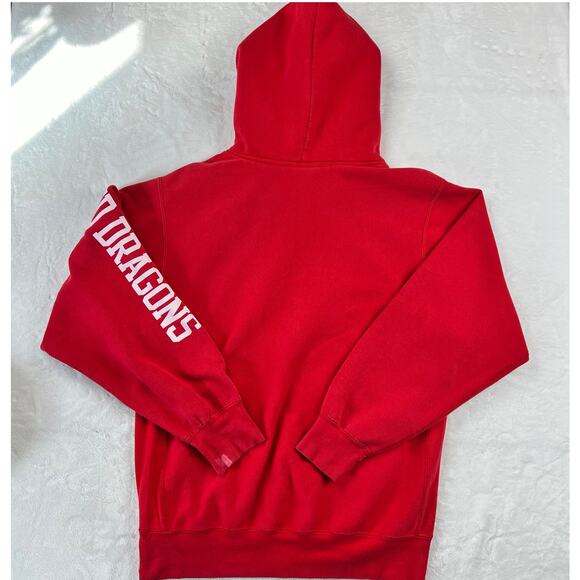 MV Sport Pro-Weave Oneonta State Vintage Hooded Sweatshirt SZ Small Red Dragons - Picture 2 of 7